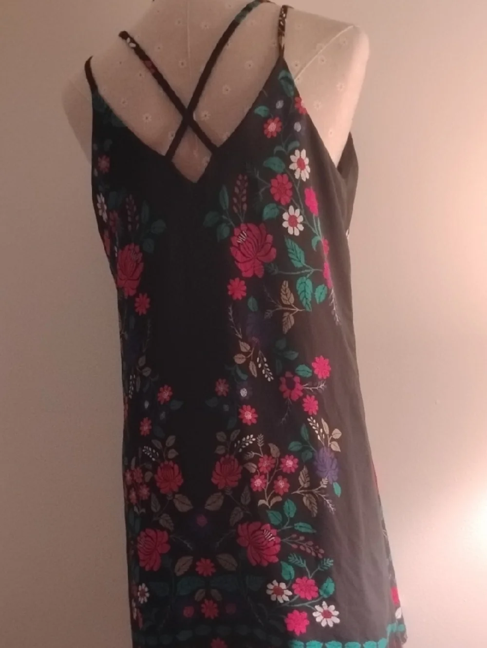 Xhilaration Black Floral Mini Dress with Vibrant Floral Accents - Picture 4 of 8